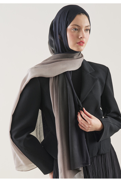Freshscarfs Șal cu model degrade din ramie, negru gri