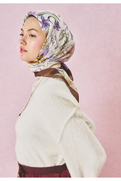 Freshscarfs Ξύλινο Καφέ Μαντήλι Βισκόζης με Σχέδιο  "Μια φορά κι έναν καιρό π...