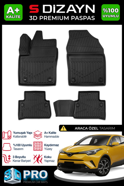 S Dizayn S-Dizayn Toyota C-HR 3D Pro Havuzlu Paspas 2016-2023 A+ Kalite 3DS-S...