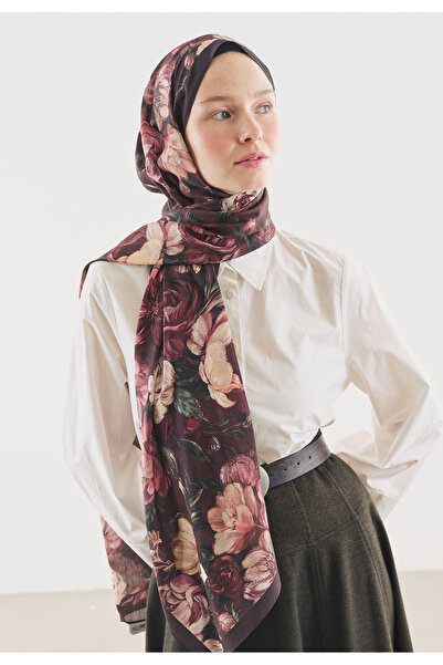 Freshscarfs Rosıne Desenli Pamuk Viskon Şal Bordo