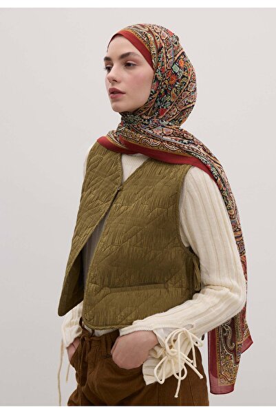 Freshscarfs Nordıc Paısley Desen Şal Kırmızı