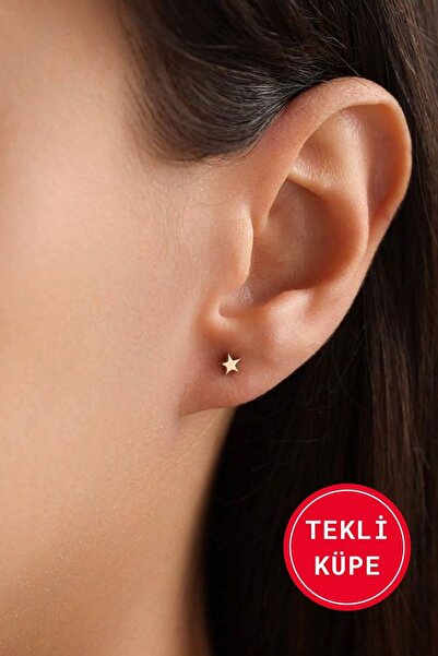 Bayar Gold 14 Ayar Altın Star Tekli Küpe