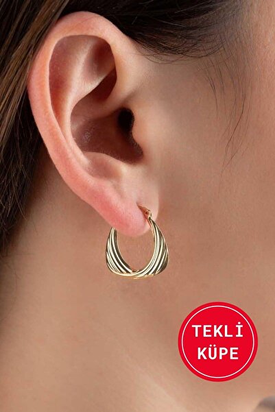 Bayar Gold 14 Ayar Altın Burgulu Fiyonk Tekli Küpe