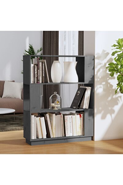 Concept Bibliotecă/Separator cameră, gri, 80x25x101 cm lemn masiv pin