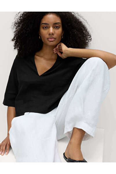 Marks & Spencer Keten Karışımlı Bluz