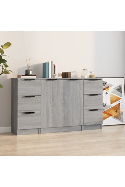 Concept Servante, 3 buc., gri sonoma, lemn prelucrat