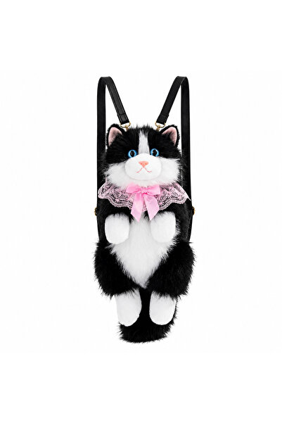 kiddoz Plush Cat Backpack With Adjustable Straps Black | Luxury-Inspired Real...