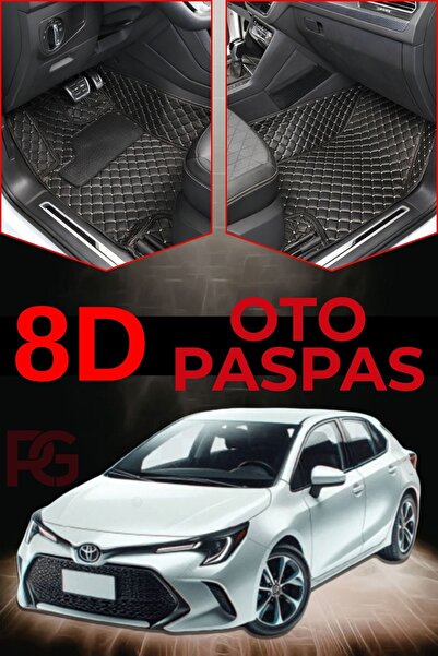 PASPASGRAFT TOYOTA COROLLA 2019-2025 Siyah Üzeri Beyaz Dikiş 8D Premium Havuz...