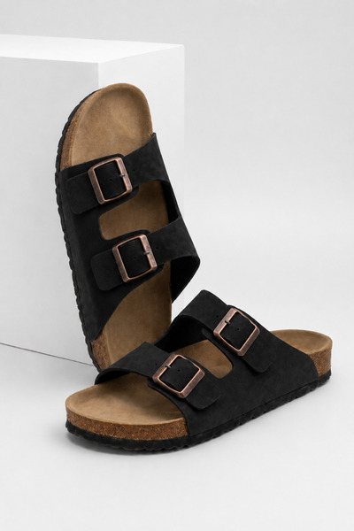 StWenn Papuci cu talpă ortopedică cu cataramă dublă, unisex, confortabili, cu...