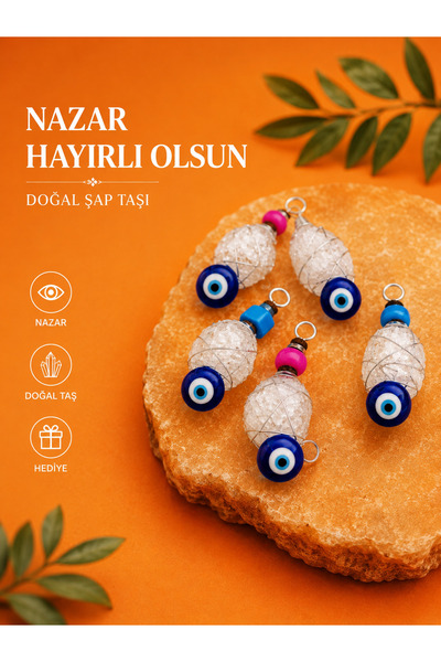 Metler Nazar Boncuklu Şap Taşı Doğal Şap Taşı 5 Adet