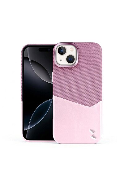Zebana Apple iPhone 15 Uyumlu Kılıf Zeyra M-Safe Kartlıklı Deri Kılıf Rose Gold