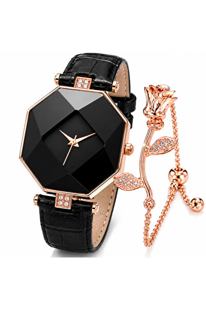 Geneva Set Cadou Damă Ceas și Brățară Rose Gold IP Elegant Premium