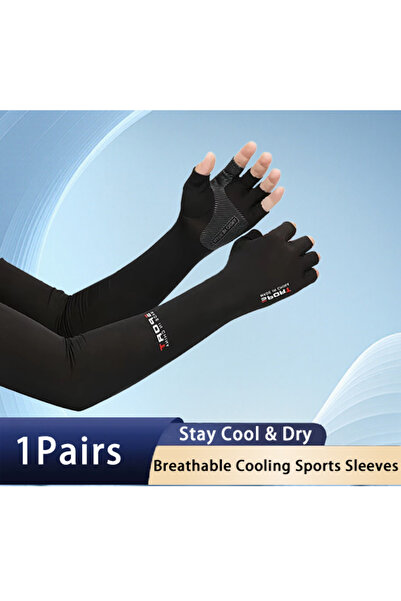 Choice1 as picture black half 1Pair Sport Arm Sleeves Cycling Running Fishing...