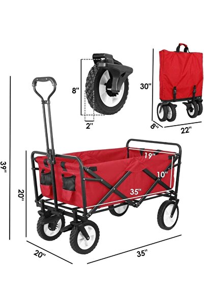 Arabest Foldable Beach Cart Hand Trolley with Rotary Handle, Heavy Duty Utili...
