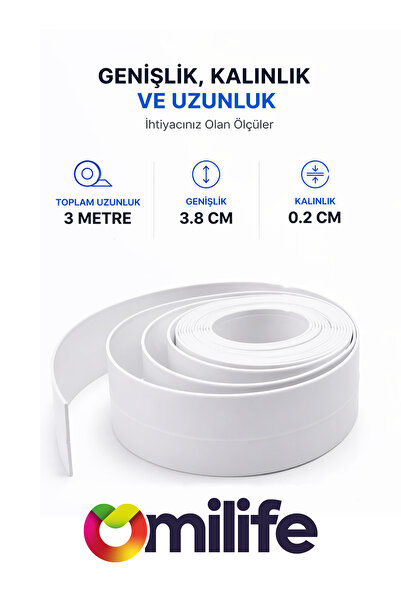 Genel Markalar Omilife Su Sızdırmaz Geçirmez Dayanıklı Lavabo Tezgah Küvet Duş Banyo Mutfak Kenar Bandı 3,2 Mt