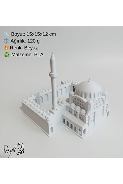 DEMİRHAN3D 🤍 Mihrimah Sultan Camii Modeli 15x15x12 cm | Beyaz 3D Yazıcı Üret...