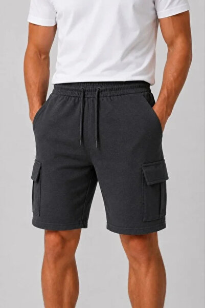 Generic Brand Men's 4-Pocket Cargo Shorts with Elastic Waist and Laces, Comfo...