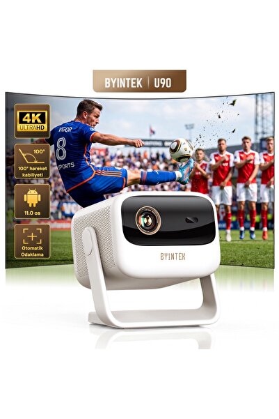 BYINTEK UFO U90 Taşınabilir Projeksiyon Cihazı 1080p, 4K Destekli, Android 11...