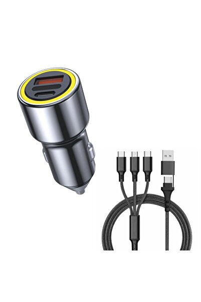 Sezy 120 Watt Araç Içi Şarj Cihazı 3.1A Pd 55 Watt Hızlı Şarj Aleti Metal Çak...