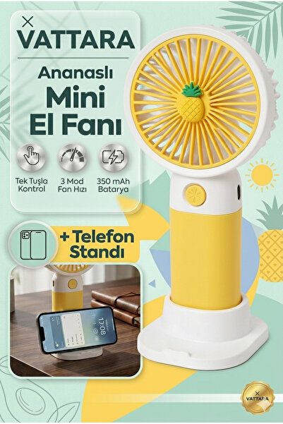 vattara Mini El Fanı Usb Şarjlı 3 Kademe Taşınabilir Vantilatör Masaüstü Tele...