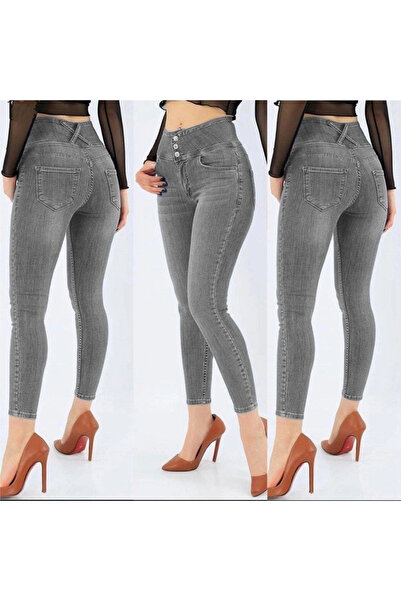 Generic Brand High Waist Lycra Jeans (Gray)