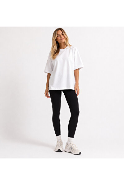 Bukalemun STYLE OVER Kadın Oversize Beyaz %100 Pamuk Tişört