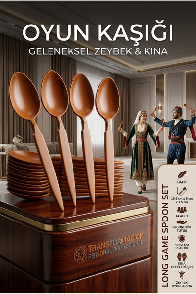Transformacion Uzun Oyun Kaşığı Halk Oyunu Kaşığı - Kına Kaşığı Uzun Saplı Ze...
