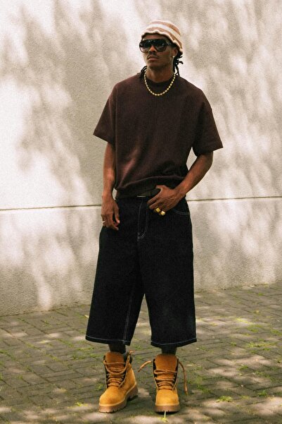 Bershka Super baggy fit denim bermuda