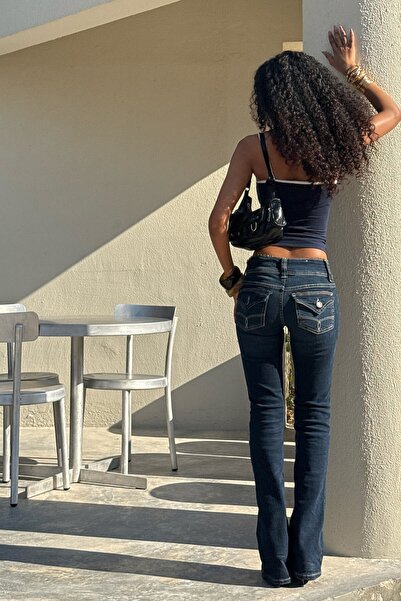 Bershka Düşük bel kapaklı bootcut jean