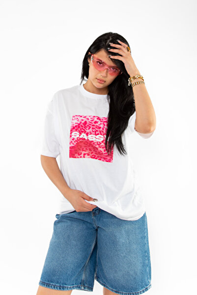 Sekizbiraltı SASSY Baskılı Oversize Unisex Beyaz Tshirt