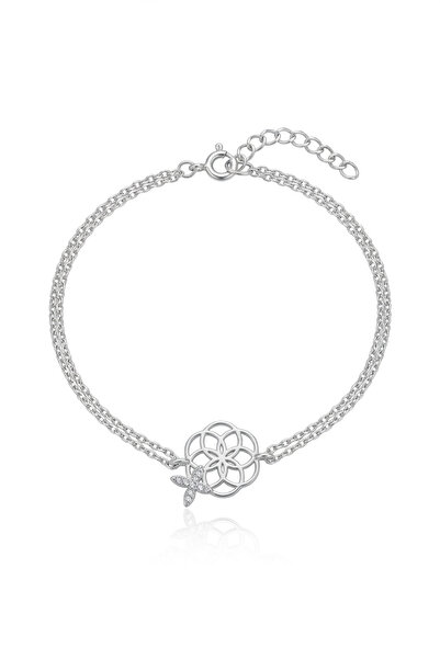 Elika Silver 925 Ayar Gümüş Yaşam Çiçeği Model 19 Cm Şans Bileklik
