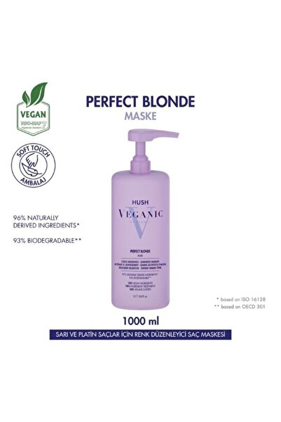 HUSH Veganic Perfect Blonde Sarı ve Platin Saçlar İçin Bakım Maskesi 1000 ml