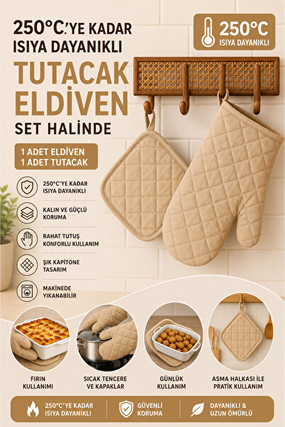 Miabella Home Fırın Eldiveni Fırın Tutacağı Premium Isı Geçirmez Mutfak Eldiv...