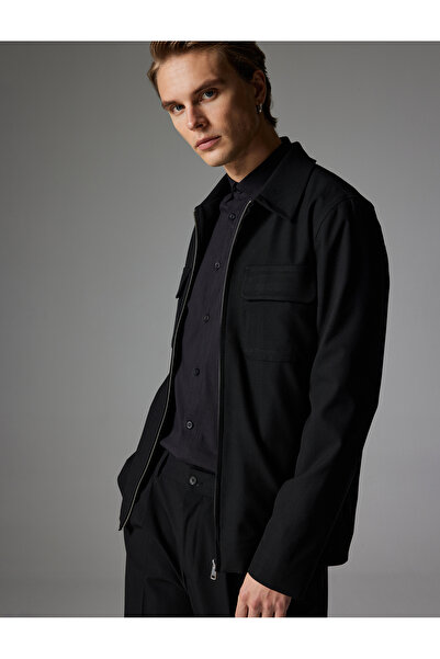 Koton Polo Collar Jacket with Zipper Pocket Detail Slim Fit