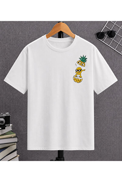 Pink Sky Unisex Ananas cu imprimeu supradimensionat tricou