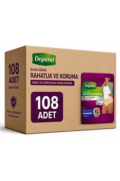 Depend Emici Külot Yetişkin Bezi XL - Extra Large Kadın 108 Adet (12PK*9)
