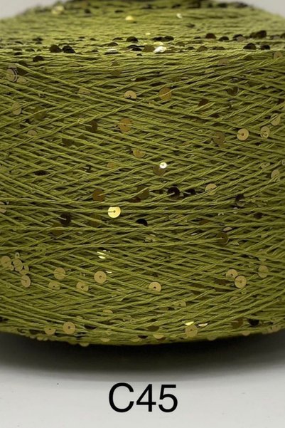 Göçer İplik Since Bag String / Knitting String 100% Cotton Color Khaki 3+6 Khaki Large Sequins 50Gr X 2 =100Gr