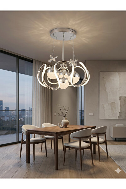 Zeya Lighting Yüksek Aydınlatmalı Bulut Model Krom kaplama 4 toplu sarkıt mod...