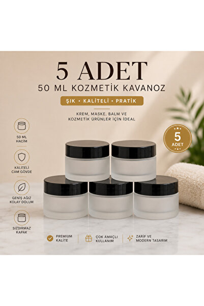 makrobay Boş krem kutusu Kozmetik Cam Krem Kavanozu -Sızdırmaz 50ml 5 adet
