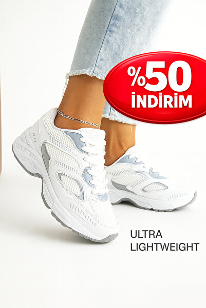 Devida Kadın Beyaz Spor Ayakkabı Günlük Rahat Kaymaz Air Taban Sneaker N110