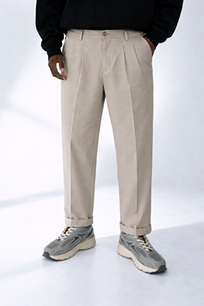 DAMGA JEANS Men's Striped Summer Stone Italian Fabric Trousers