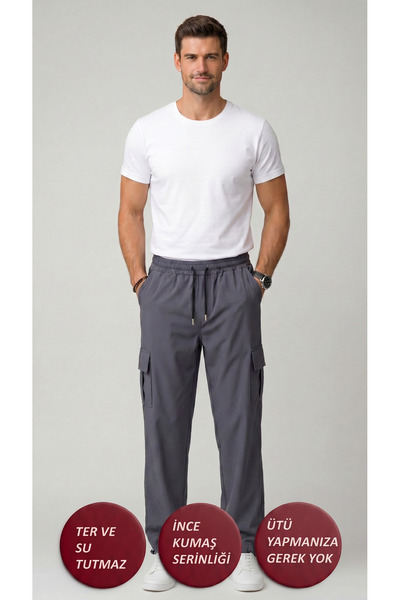 Leopars Men's Metallic Parachute Fabric Baggy Pants with Commando Pockets and...