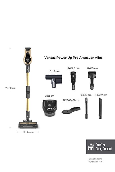 Karaca Power Up Pro Dik Süpürge Mineral Gold 350 W