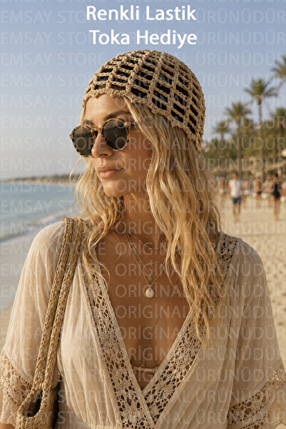 Emsay Store Gold Glitter Hand Knitted Summer Mesh Beanie with Buckle Gift – B...