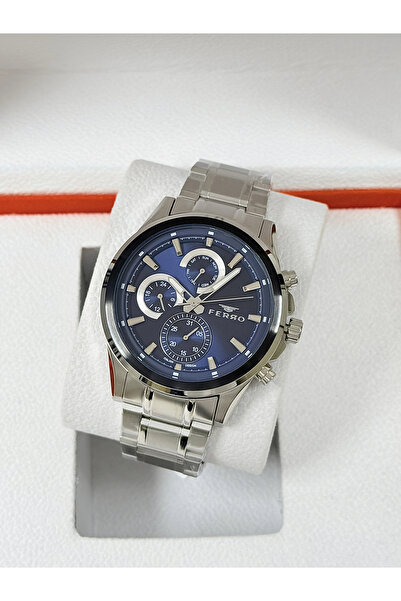 FERRO Silver steel band men's wristwatch fm43047a-j3 functions active waterpr...