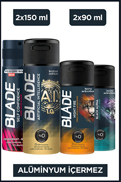 Blade Erkek Alüminyumsuz Deodorant Self Confidence, A.I 1.0 2x150 Ml- Night F...