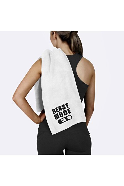 The Lucid Lab Beast Mode On / White Sports Towel