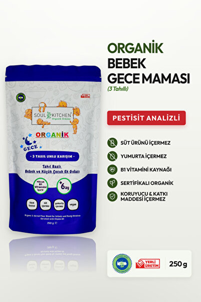 Soul Kitchen Organik Ürünler Organik Sertifikalı 3 Tahıllı Bebek Gece Kaşık M...