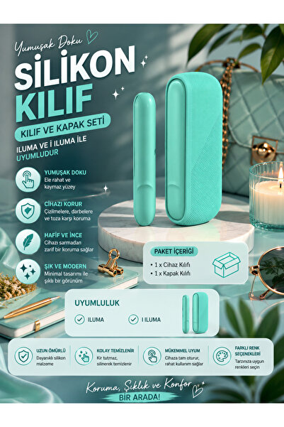 Zigver Iqos Iluma Modeli Için Silikon Kılıf Seti Mint Green(TEREA ILE ÇALIŞAN...