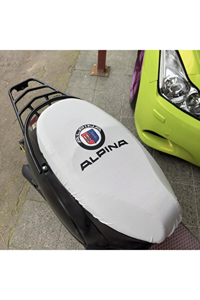 CEBECİOTO Alpina White Patterned Combed Cotton Motorcycle Cover - Motor Compa...